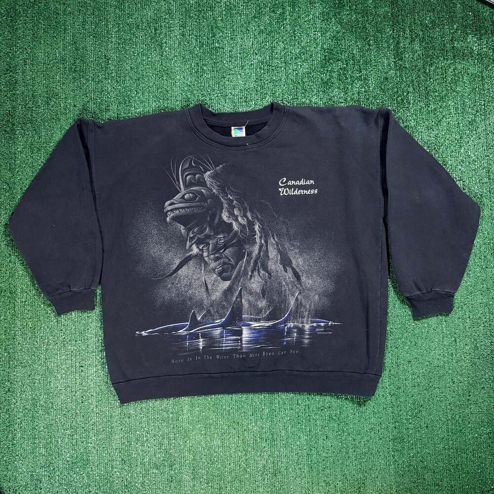 Vintage Bow Valley Canadian Wilderness Crewneck Sweatshirt 90s Wildlife XL